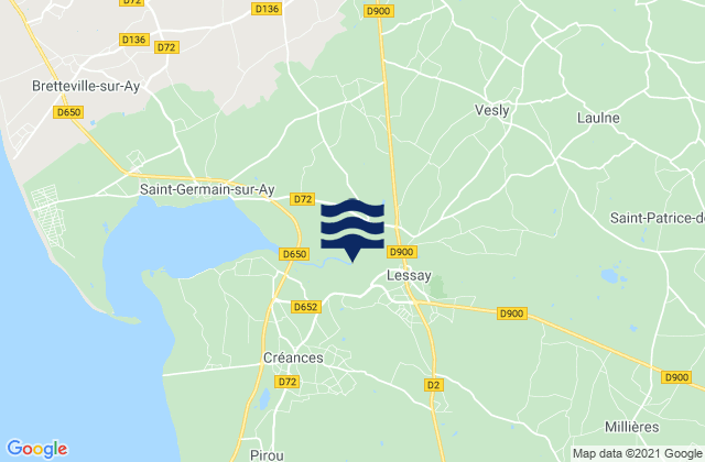 Mapa da tábua de marés em Lessay, France