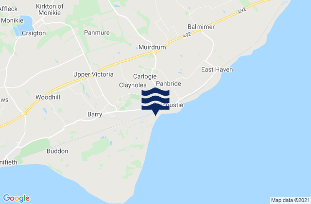 Mapa da tábua de marés em Letham, United Kingdom