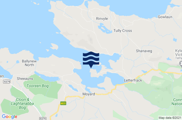 Mapa da tábua de marés em Letterfrack, Ireland