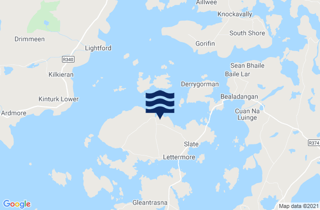 Mapa da tábua de marés em Lettermore Island, Ireland