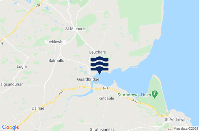 Mapa da tábua de marés em Leuchars, United Kingdom