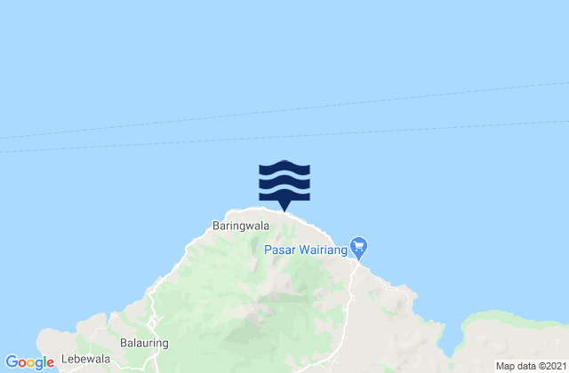 Mapa da tábua de marés em Leuwohung, Indonesia