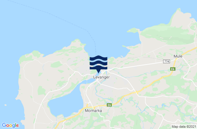 Mapa da tábua de marés em Levanger, Norway
