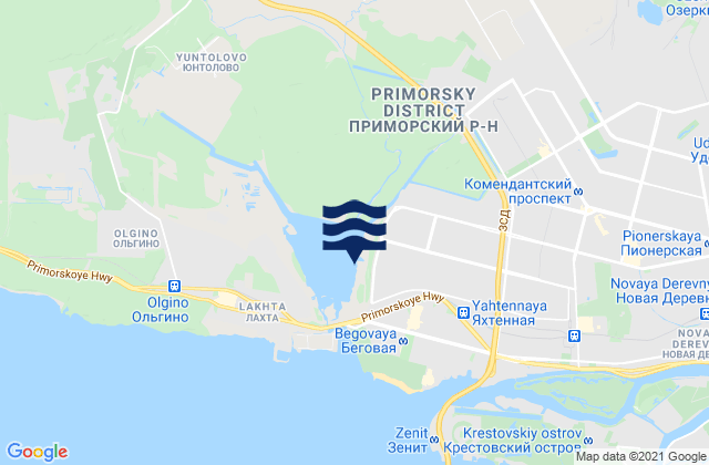 Mapa da tábua de marés em Levashovo, Russia