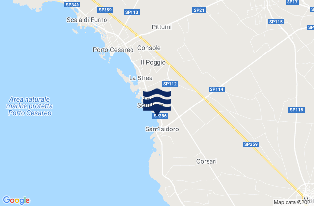 Mapa da tábua de marés em Leverano, Italy