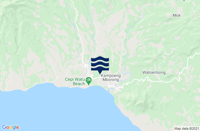 Mapa da tábua de marés em Lewe, Indonesia