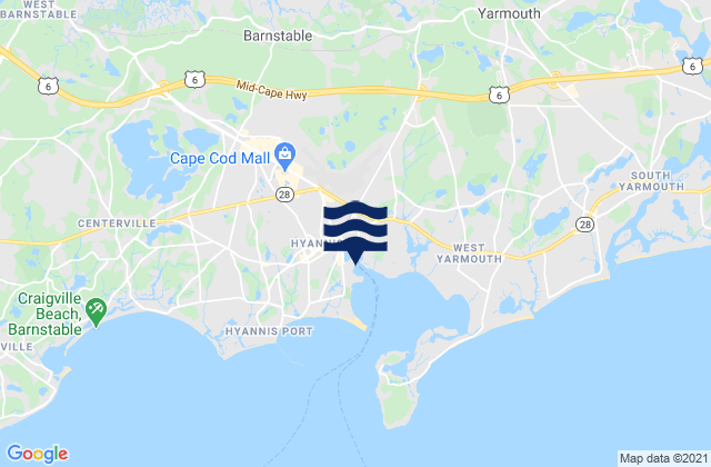 Mapa da tábua de marés em Lewis Bay Beach, United States