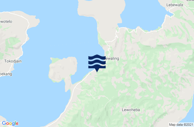 Mapa da tábua de marés em Lewodoli, Indonesia