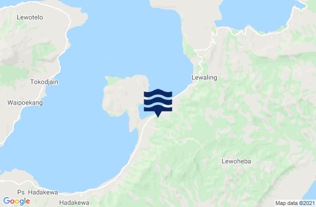 Mapa da tábua de marés em Lewoeleng, Indonesia