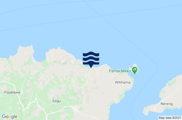 Mapa da tábua de marés em Lewokemie, Indonesia