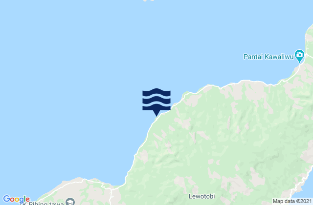 Mapa da tábua de marés em Lewoluo, Indonesia