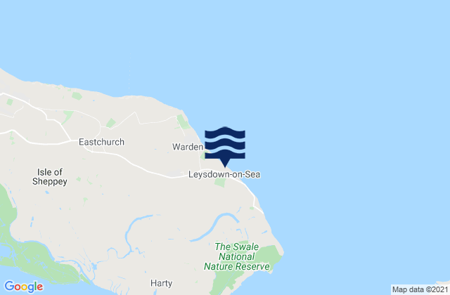 Mapa da tábua de marés em Leysdown-on-Sea, United Kingdom