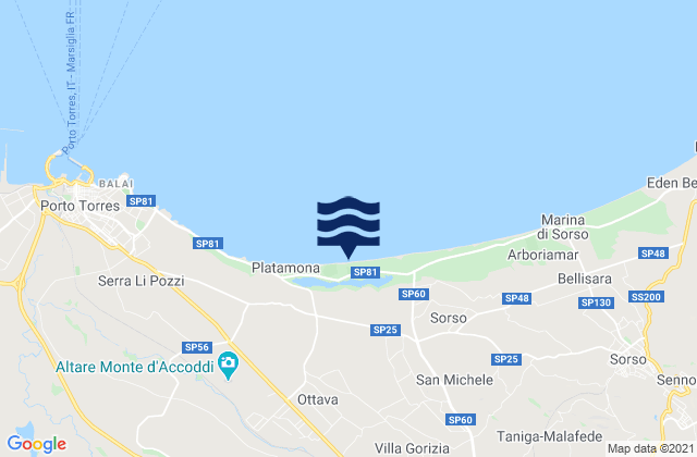 Mapa da tábua de marés em Li Punti-San Giovanni, Italy
