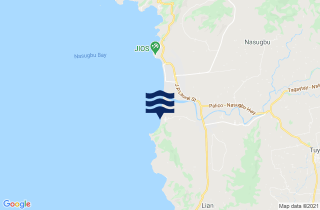 Mapa da tábua de marés em Lian, Philippines