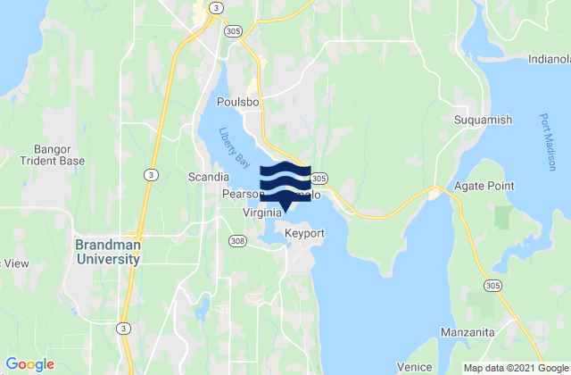 Mapa da tábua de marés em Liberty Bay (entrance) Port Orchard, United States