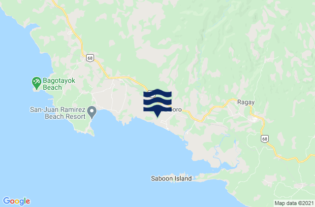 Mapa da tábua de marés em Liboro, Philippines