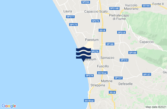 Mapa da tábua de marés em Licinella-Torre di Paestum, Italy