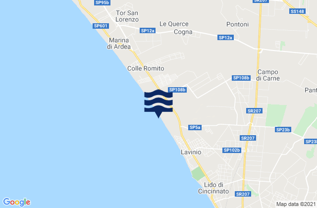 Mapa da tábua de marés em Lido dei Pini, Italy
