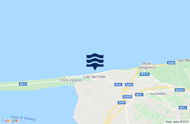 Mapa da tábua de marés em Lido del Gargano, Italy