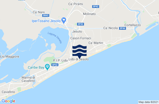 Mapa da tábua de marés em Lido di Jesolo, Italy