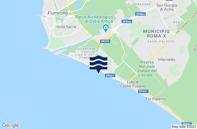 Mapa da tábua de marés em Lido di Roma, Italy