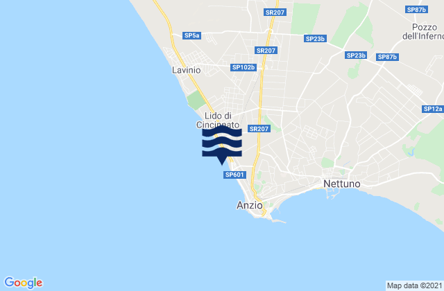 Mapa da tábua de marés em Lido di Sirene, Italy