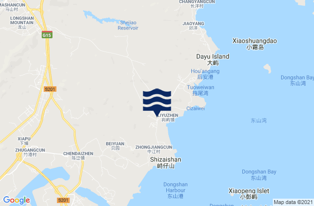 Mapa da tábua de marés em Lieyu, China