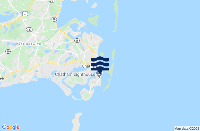 Mapa da tábua de marés em Lighthouse Beach Chatham, United States