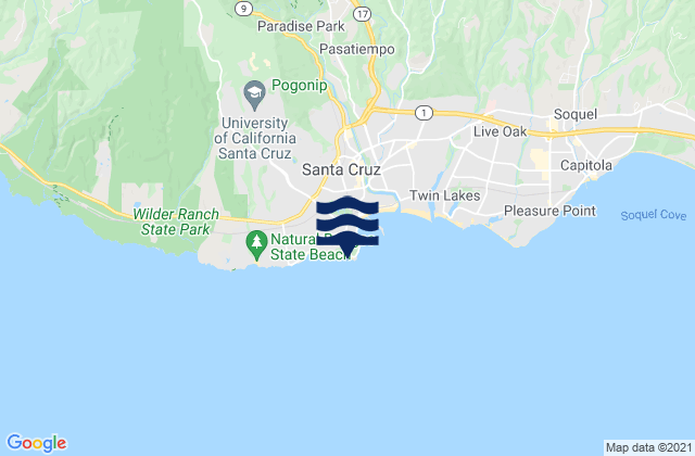 Mapa da tábua de marés em Lighthouse Field State Beach, United States