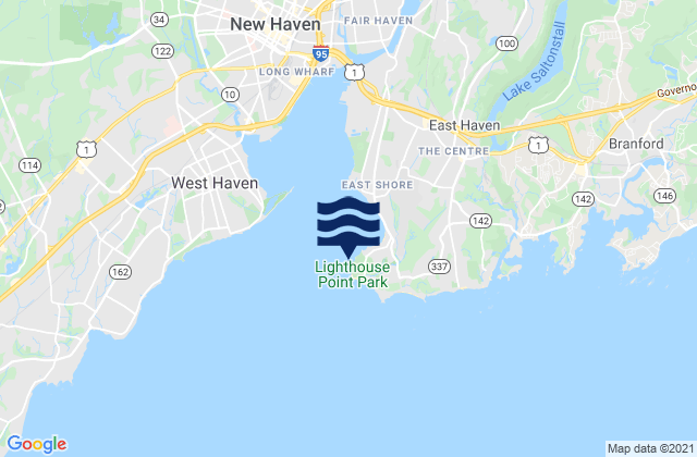 Mapa da tábua de marés em Lighthouse Point (New Haven Harbor), United States