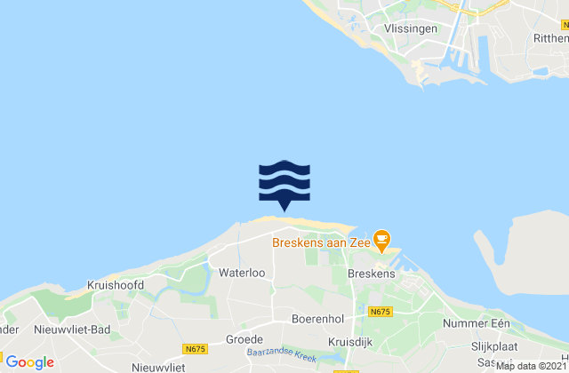 Mapa da tábua de marés em Lighthouse of Breskens, Netherlands