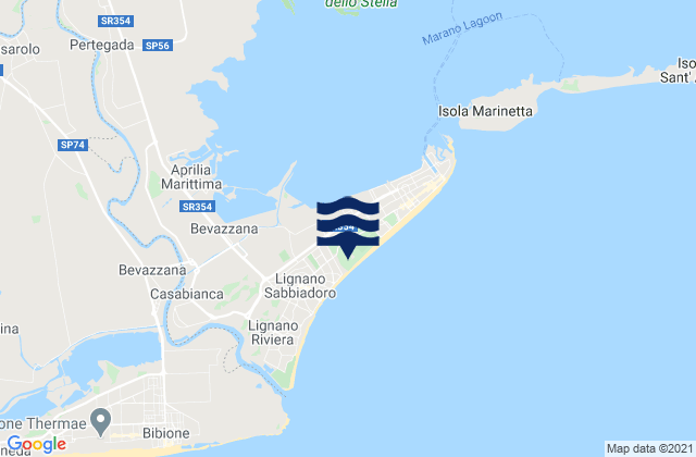 Mapa da tábua de marés em Lignano Sabbiadoro, Italy