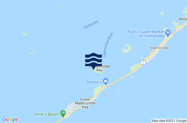 Mapa da tábua de marés em Lignumvitae Key (West Side Florida Bay), United States