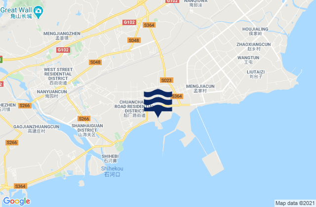 Mapa da tábua de marés em Lijiabao, China