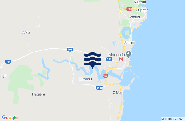 Mapa da tábua de marés em Limanu, Romania