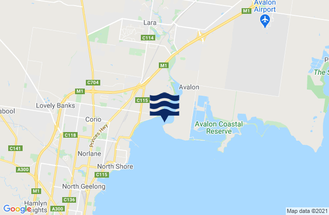 Mapa da tábua de marés em Limeburners Bay, Australia