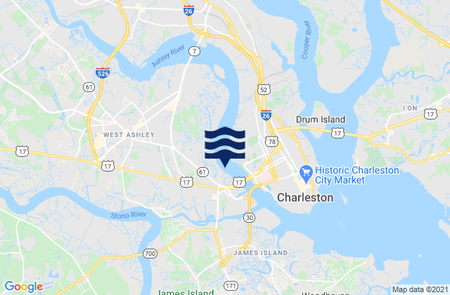 Mapa da tábua de marés em Limehouse Bridge, United States