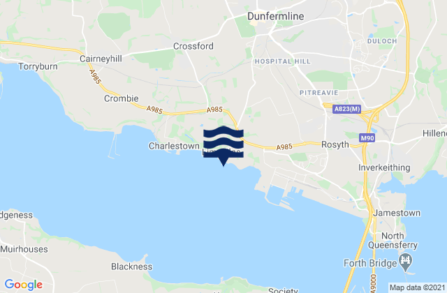 Mapa da tábua de marés em Limekilns, United Kingdom