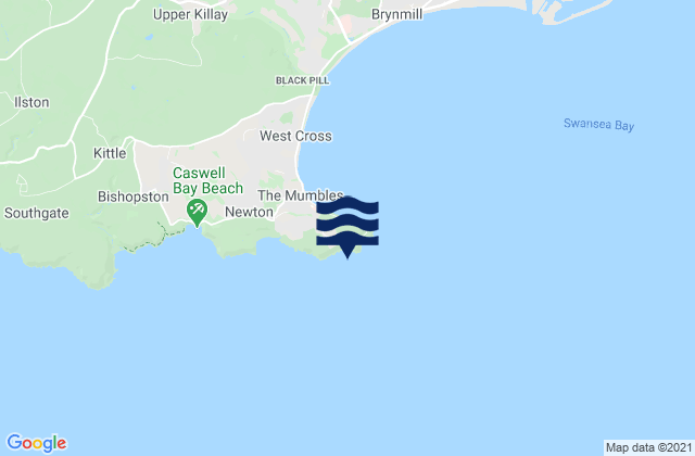 Mapa da tábua de marés em Limeslade Bay Beach, United Kingdom