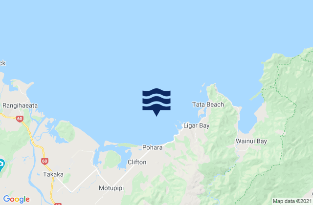 Mapa da tábua de marés em Limestone Bay, New Zealand