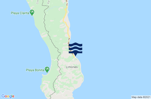 Mapa da tábua de marés em Limones, Panama
