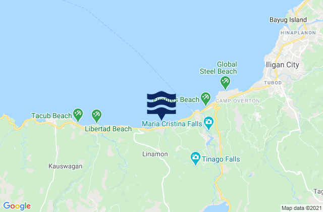 Mapa da tábua de marés em Linamon, Philippines