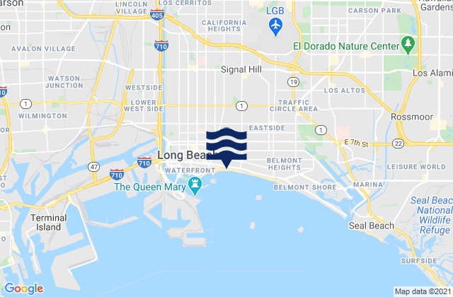 Mapa da tábua de marés em Lincoln (Long Beach), United States