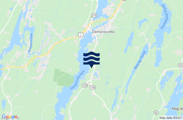 Mapa da tábua de marés em Lincoln County, United States