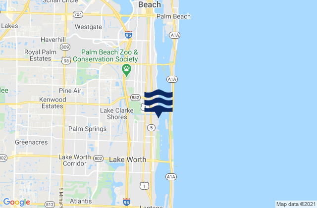 Mapa da tábua de marés em Linda Lane Beach, United States