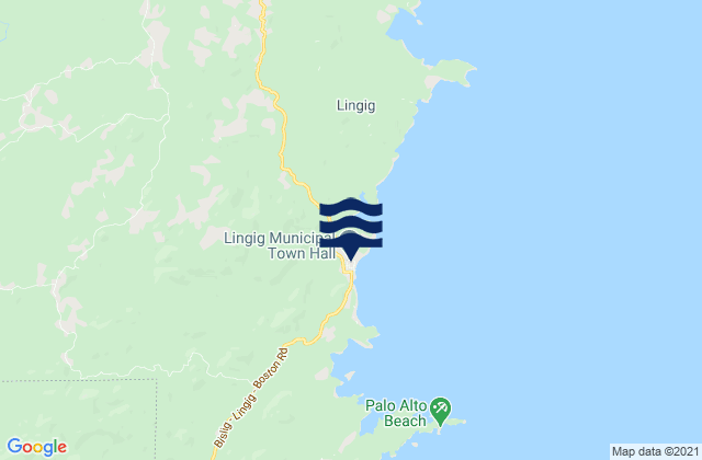 Mapa da tábua de marés em Lingig, Philippines