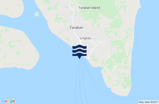 Mapa da tábua de marés em Lingkas Tarakan Island, Indonesia