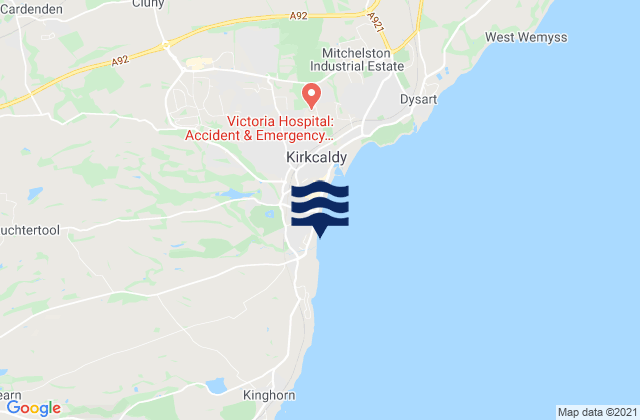 Mapa da tábua de marés em Linktown Beach, United Kingdom