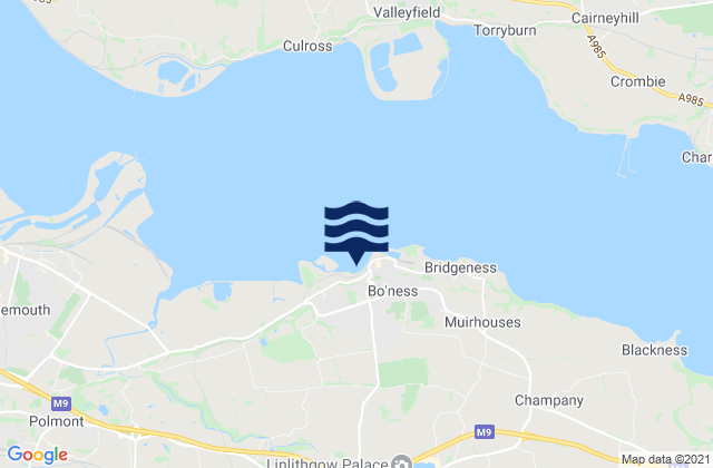 Mapa da tábua de marés em Linlithgow, United Kingdom