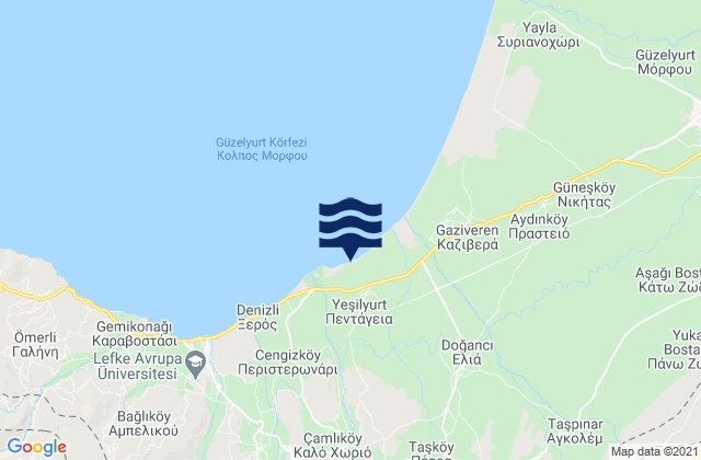 Mapa da tábua de marés em Linoú, Cyprus
